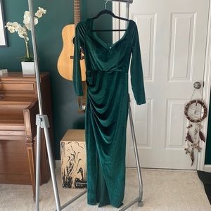 Emerald Green Velvet Formal Dress